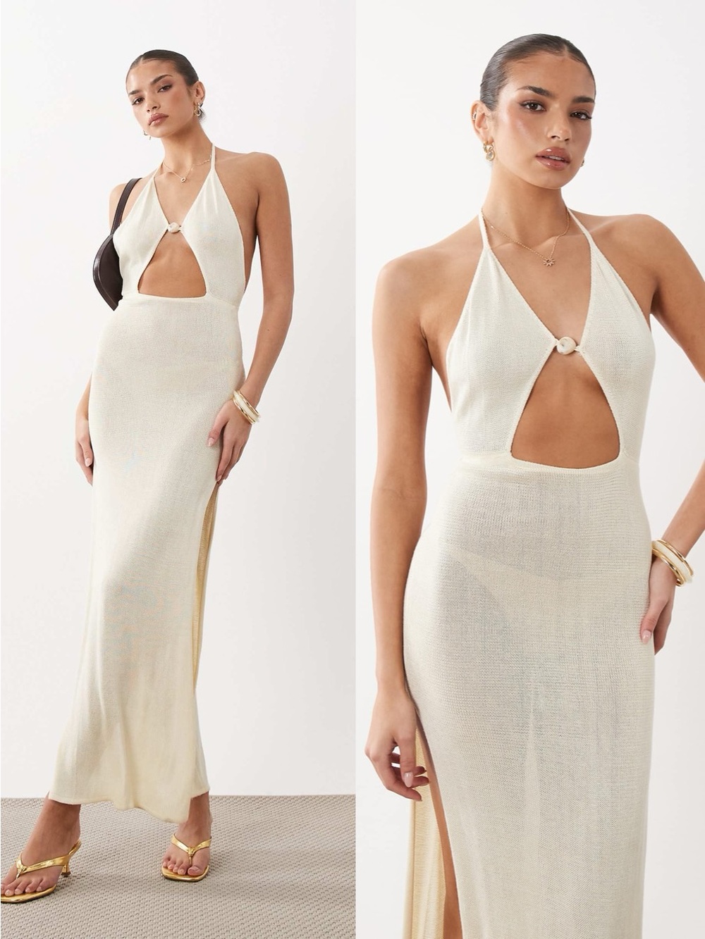 Flook The Label Zoelle Cut Out Maxi Beach Dress in Buttermilk